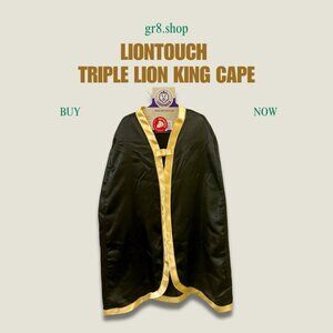 Liontouch Triple Lion King Cape Black & Gold For Kids